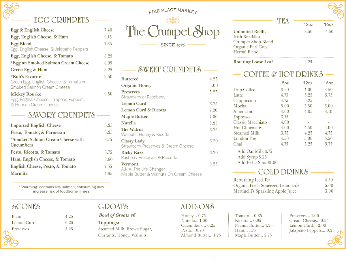 The Crumpet Shop Menu - Image 1